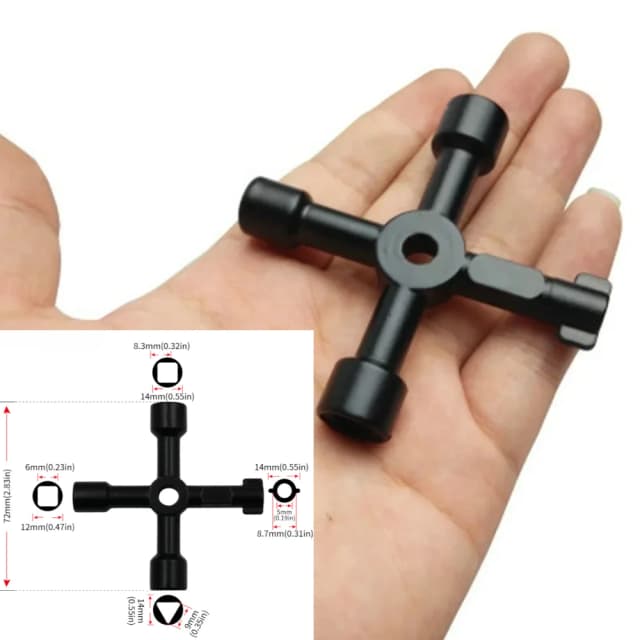 4 In 1 มัลติฟังก์ชั่ช่างไฟฟ้าช่างประปายูทิลิตี้ Cross Switch ประแจ Universal Square Triangle Key สําหรับแก๊สรถไฟ Bleed หม้อน้ํา