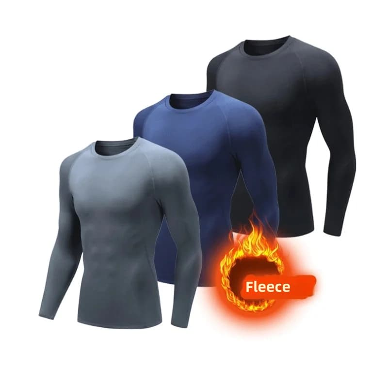ผู้ชาย Undershirts ผู้ชายชุดชั้นในความร้อนฤดูหนาวขนแกะบางยืดหยุ่นการบีบอัดฟิตเนสสําหรับกีฬาฤดูหนาว First Layer Wear