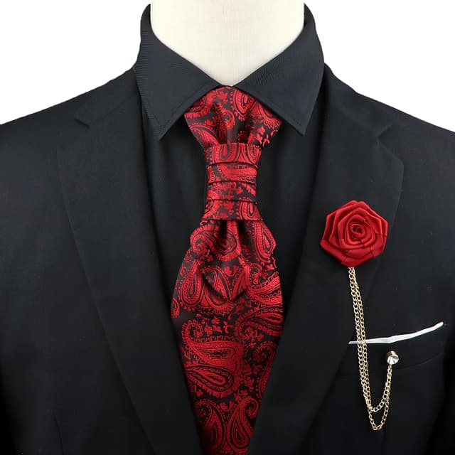 ผู้ชายใหม่พรีเมี่ยม Paisley Tie ชุดเข็มกลัดสีแดงสีดําสีฟ้า Ajustable คอ Tie หรูหราคลาสสิกชุด Tuxedo เจ้าบ่าวอุปกรณ์จัดงานแต่งงาน