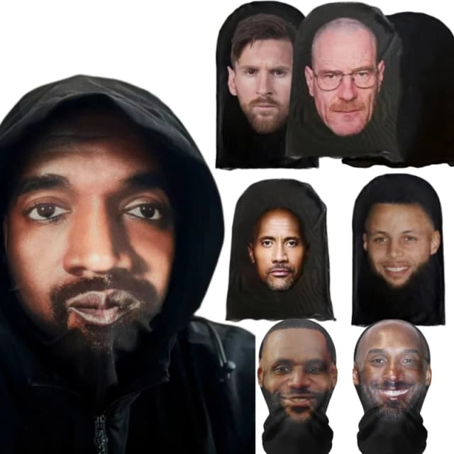 ใหม่ 3D พิมพ์ Kanye หน้ากากตาข่าย Full Face Mask สําหรับผู้ชายผู้หญิงคอสเพลย์ Headwear Hip Hop แฟชั่น Balaclava Hood หมวกหมวก