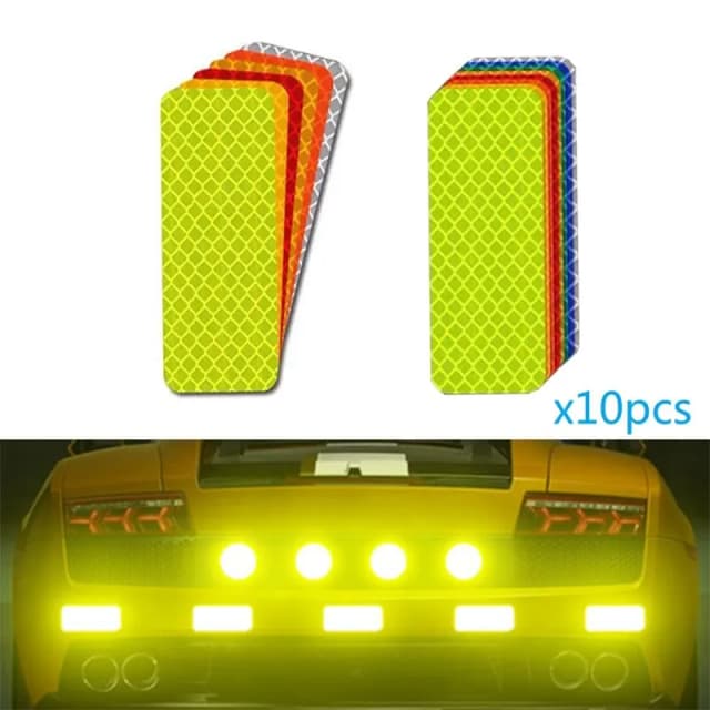 10 ชิ้น 3*8 เซนติเมตรรถกันชนสติกเกอร์สะท้อนแสงแถบเตือนสะท้อนแสงเทป Secure Reflector สติ๊กเกอร์สติ๊กเกอร์คําเตือนความปลอดภัย