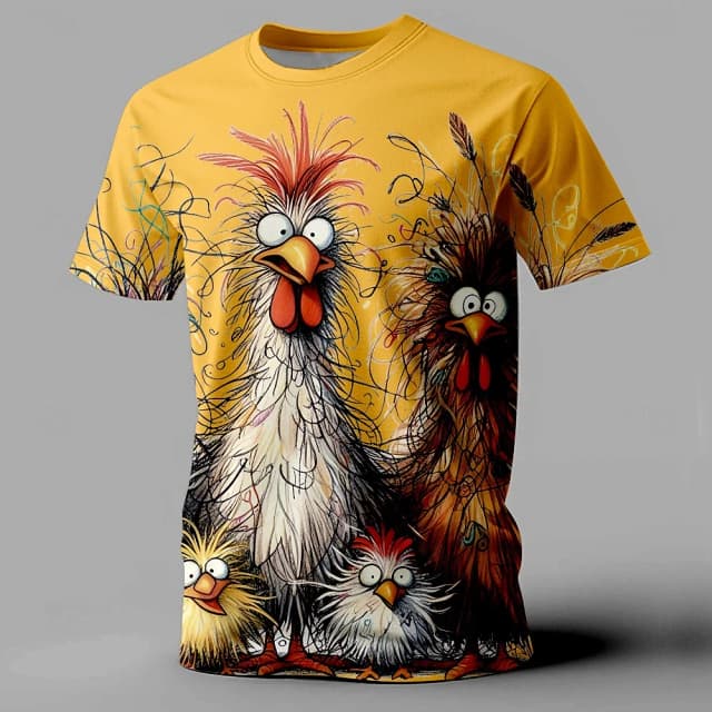 ผู้ชายตลก T เสื้อสัตว์ไก่พิมพ์ฤดูร้อนลําลองแขนสั้น Tee Street แฟชั่น O-คอเสื้อกันหนาวผู้ชายขนาดใหญ่เสื้อผ้า