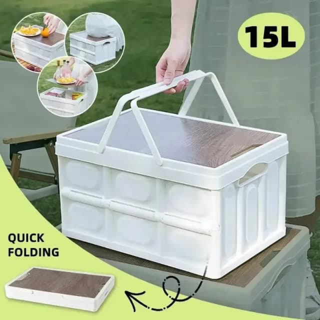 Outdoor Camping กล่องเก็บ 15L หนากล่องเก็บของพับได้รถติดตั้งไม้แบบพกพากล่องเก็บ