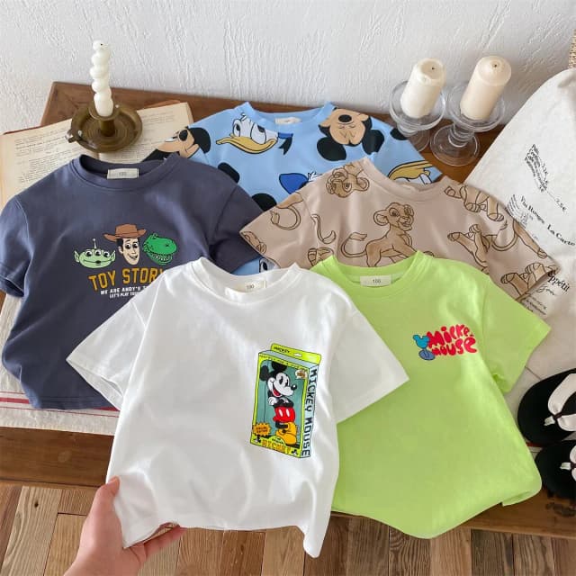 Mickey เสื้อผ้าเด็ก Tees ฤดูร้อนพิมพ์การ์ตูนแฟชั่นแขนสั้นชายเสื้อยืดออกแบบยอดนิยมเด็ก T เสื้อ Crewneck