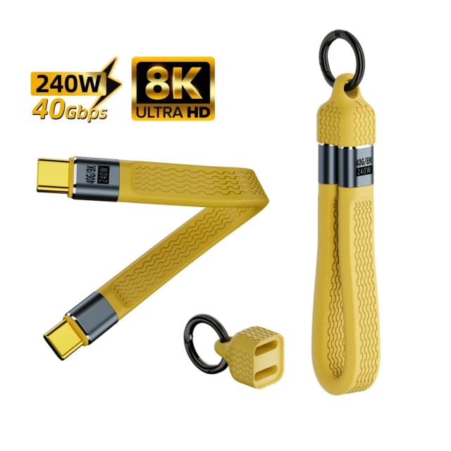 พวงกุญแจแบบพกพา USB C Data C PD240W 5A ประเภท C Fast สายชาร์จ 40Gbps ข้อมูล Thunderbolt 3 8K @ 60Hz สําหรับ iPhone 15