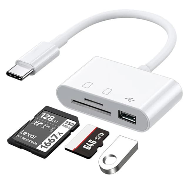 อะแดปเตอร์ฮับ USB 3 in 1 แบบ Type C หลายพอร์ต พร้อมช่องอ่านการ์ด TF CF SD สำหรับโทรศัพท์ Macbook Huawei Samsung OPPO