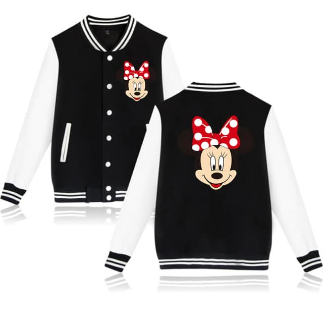 90s Hoody ผู้ชายผู้หญิงเบสบอลแจ็คเก็ต Disney Mickey Minnie เมาส์ Hoodie เสื้อผ้าเด็กผู้หญิงเสื้อแจ็คเก็ตเด็กเสื้อเด็ก