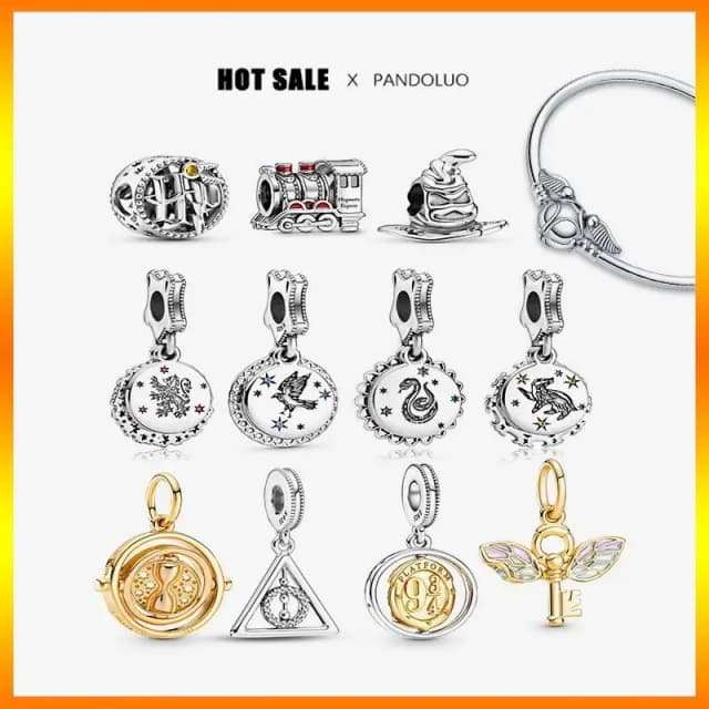 ของเล่นขายดีแบรนด์แฮร์รี่พอตเตอร์ S925เงินเสน่ห์ลูกปัดพอดีกับ Pandora เดิมสร้อยข้อมือแฮร์รี่พอตเตอร์ Plata de Ley DIY เครื่องประดับเสน่ห์