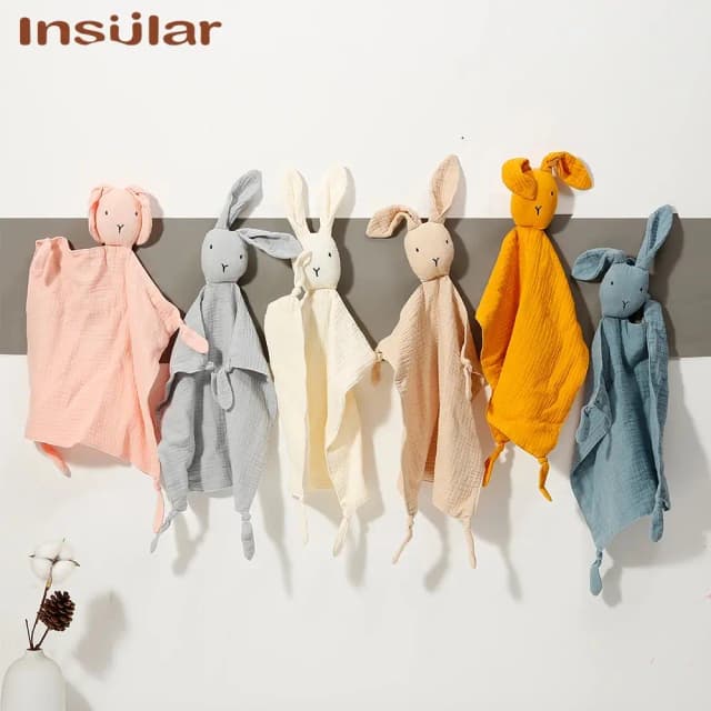 Muslin Baby Comfort ผ้าเช็ดตัวผ้าฝ้ายผ้าพันคอผ้าห่มนุ่มทารกแรกเกิดตุ๊กตาเด็กแฟชั่น Sleep ของเล่นปลอบประโลมผ้าเช็ดตัว Bibs