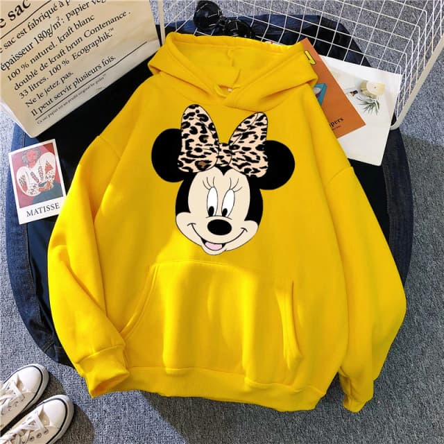 แฟชั่นHoodies Minnie Disney Hoodie Kawaii Mickey Mouseผู้หญิงเสื้อกันหนาวเด็กหญิงHarajuku Streetwearเสื้อผ้าUnisex