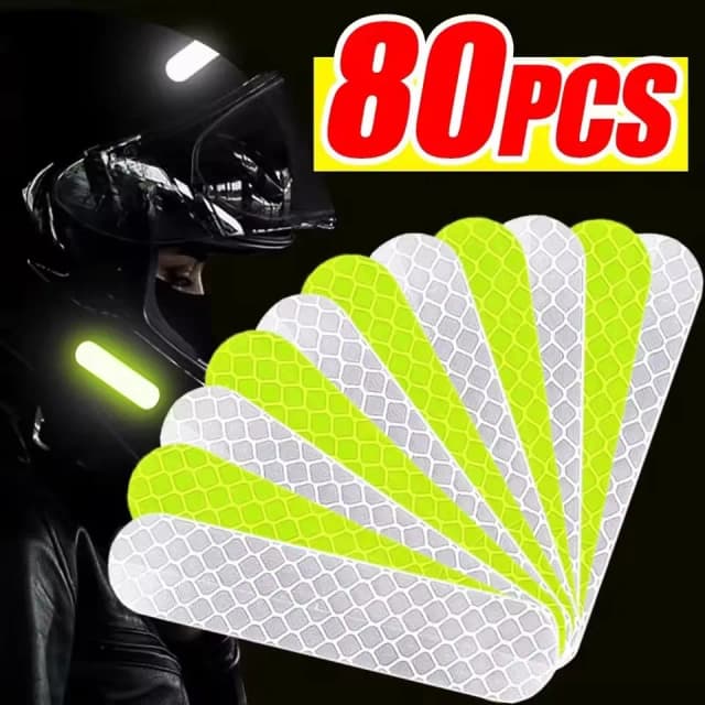 10/40/80PCS Night แถบสะท้อนแสงสติกเกอร์กันน้ําสูงสะท้อนแสงเทปสําหรับรถยนต์รถจักรยานยนต์จักรยาน