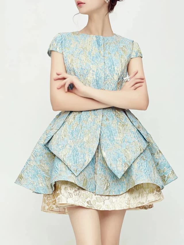 ร้านตัดเสื้อ Custom Turquoise Princess ชุดราตรีขนาดชุดเจ้าสาว