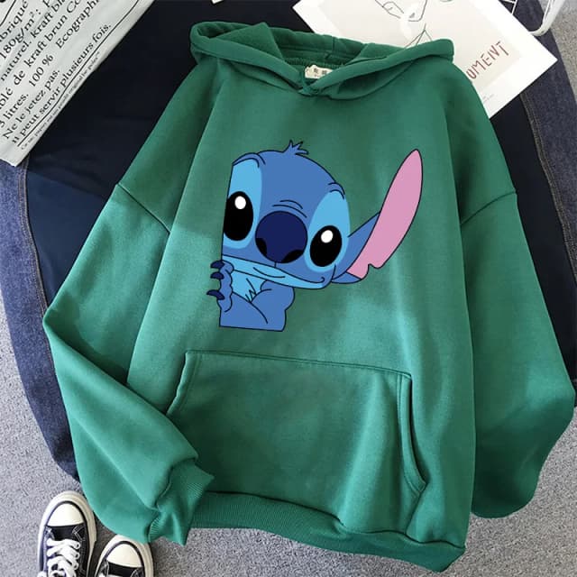 2024 streetwear UnisexฤดูหนาวDisney Stitch Hoodiesผู้หญิงHarajukuน่ารักอะนิเมะเสื้อกันหนาวมังงะStreetwear Hoodyหญิง