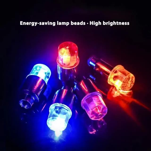 ไฟ LED สีสันสดใสสำหรับล้อรถจักรยานยนต์ จักรยาน และรถยนต์ จำนวน 2 ชิ้น ฝาครอบวาล์วยางกันฝุ่นอเนกประสงค์