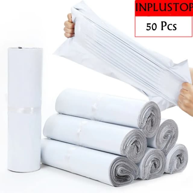 INPLUSTOP พลอยจัดส่งกระเป๋าพลาสติก PE ทึบแสง Express ซองจดหมายสีขาว Mailing Bags Self Adhesive Seal Courier กระเป๋า
