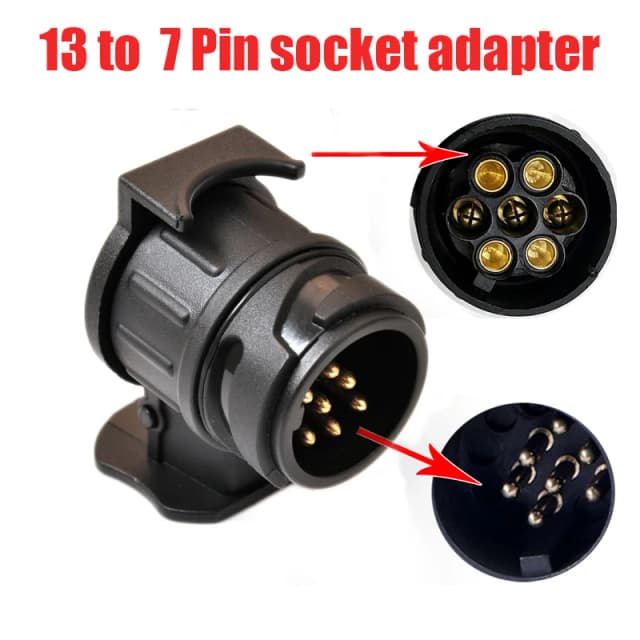ทนทาน 13 ถึง 7 พินปลั๊กอะแดปเตอร์ Trailer Connector 12V Towbar ลากจูงกันน้ําปลั๊กอะแดปเตอร์ซ็อกเก็ตป้องกันการเชื่อมต่อ A30
