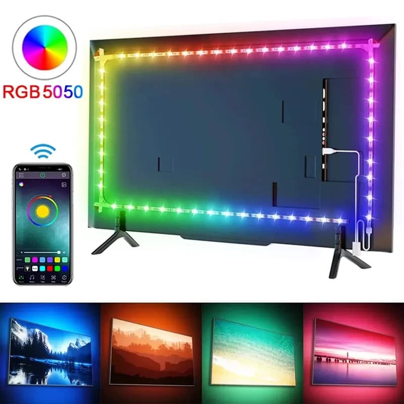 ไฟ LED แถบ USB 5050เปลี่ยนสีได้, ไฟ LED RGB ยืดหยุ่นได้สำหรับเด็กเล่นเกมในห้องเล่นเกมไฟแบ็คไลท์สำหรับทีวีบ้านงานเลี้ยง