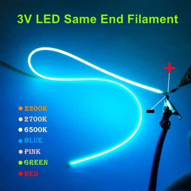 LED เดียวกัน End Filament ยืดหยุ่น Ultra Slim 3V เกลียวหลอดไฟ Retro Edison หลอดไฟอะไหล่ไดโอด Strip ตกแต่ง