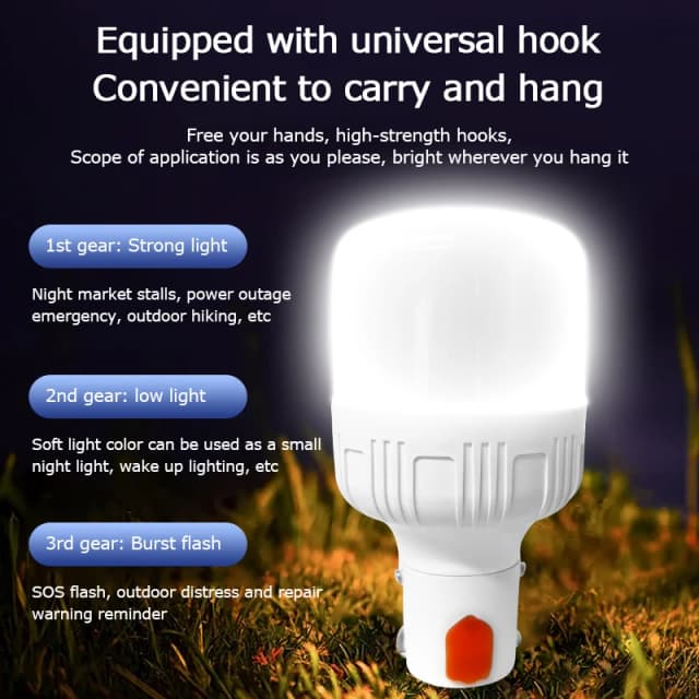 หลอดไฟโคมไฟ LED ชาร์จไฟได้ผ่าน USB กลางแจ้งความสว่างสูงแสงไฟฉุกเฉินขอขึ้นแคมป์ตกปลาโคมไฟพกพาไฟกลางคืน
