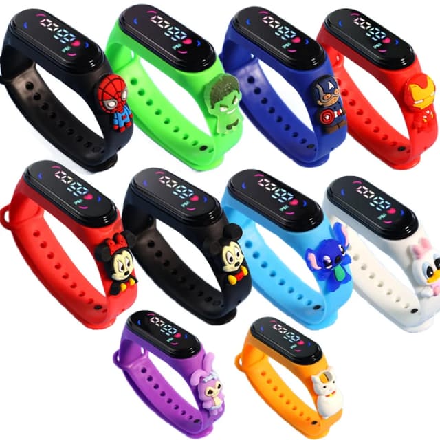 แฟชั่น Mickey นาฬิกาเด็กสําหรับสาวสร้อยข้อมืออิเล็กทรอนิกส์กีฬา Touch LED Spiderman ตุ๊กตาเด็กนาฬิกาผู้หญิงนาฬิกากันน้ํา