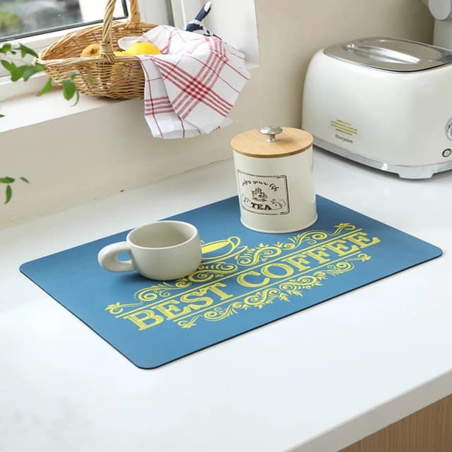 VIKAMA Simple กาแฟจานระบายน้ําห้องครัวห้องน้ํา Diatomaceous Earth ล้างทําความสะอาดได้ด้านล่างลื่นสกปรกทนพรมเช็ดเท้า