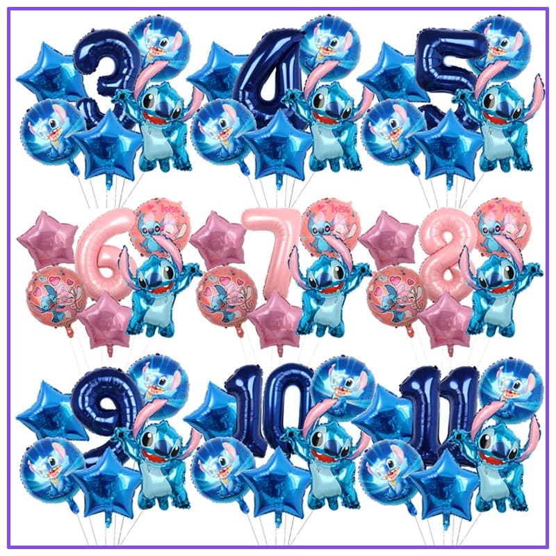 Disney Stitch วันเกิดบอลลูน Lilo & Stitch บอลลูนชุดอาบน้ําเด็กสําหรับเด็กวันเกิดอุปกรณ์ตกแต่งของขวัญ