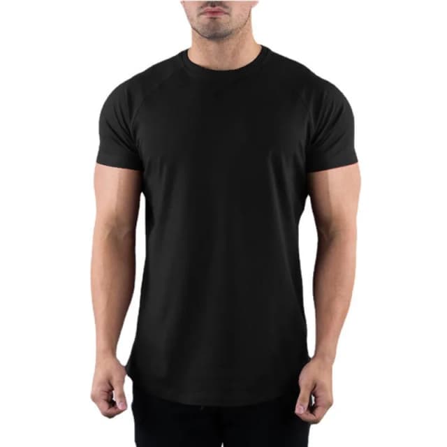 Mens SLIM FIT กีฬาแขนสั้นเสื้อยืดยุโรปและอเมริกาแฟชั่นฤดูร้อน O-คอ Quick-drying Elastic GYM ฟิตเนส T เสื้อ