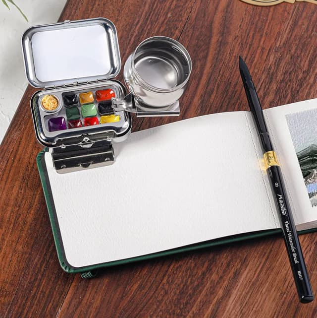 กล่องสีน้ำลายตาราง10/16ขนาดเล็กแบบพกพากล่องใส่สีสำหรับวาดภาพร่างการเดินทางกล่องให้ความชุ่มชื้นกล่องสีศิลปะ