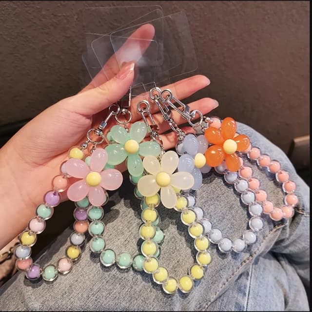 โทรศัพท์ Anti-Lost Lanyard Key สั้นจี้นาฬิกาข้อมือ Macaron ที่มีสีสันรอบลูกปัดจี้ผู้หญิงมือถือ CHAIN โทรศัพท์มือถือ Lanyard