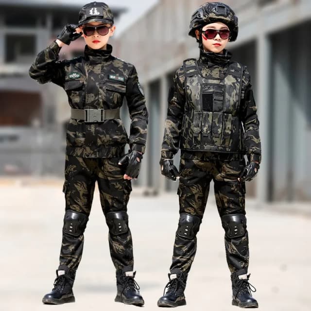 ยุทธวิธีทหารสําหรับวันเด็ก Camouflag ปลอมตัวผู้ใหญ่ฮาโลวีนเครื่องแต่งกายสําหรับเด็กสาวลูกเสือเด็กทหารชุดกองทัพ
