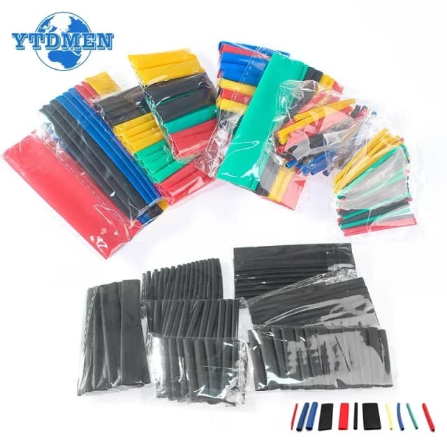 127/164/280/560pcs ท่อหดความร้อนฉนวนกันความร้อนหลอดความร้อนหดห่อชุดการเชื่อมต่อไฟฟ้าสายไฟ Sleeving 2:1