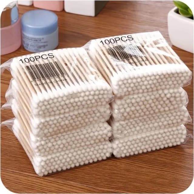 500 ชิ้น Double Head ไม้ผ้าฝ้าย Swab จมูกหูทําความสะอาดผู้หญิงเครื่องมือแต่งหน้า Lipstik Cotton Buds Tip Sticks Bastoncillos Oidos