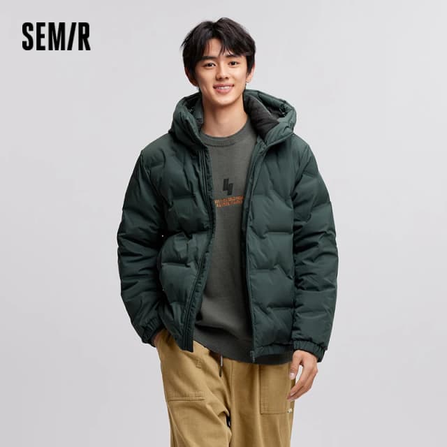 เสื้อแจ็คเก็ตขนเป็ดผู้ชาย Semir รุ่นใหม่ปี 2025 กันน้ำ มีฮู้ด เสื้อคลุมฤดูหนาว สีพื้น เรียบง่าย ใช้งานได้หลากหลาย เสื้อโค้ทขนเป็ดหนาสำหรับผู้ชาย