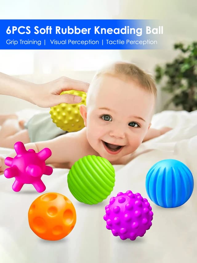 6 ชิ้นของเล่นเด็ก Sensory Balls สําหรับเด็ก Textured Hand Touch Ball นวดนุ่มทารก Rattle Senses ของเล่น