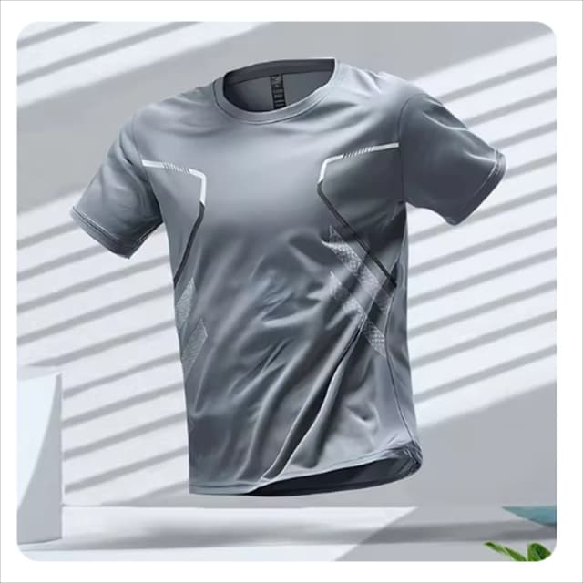 เสื้อยืดสำหรับผู้ชาย, เสื้อยืดคอกลมแขนสั้นระบายอากาศได้ดีแห้งเร็วสำหรับใส่ออกกำลังกายกลางแจ้ง